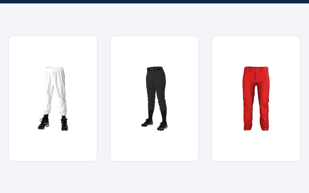Alleson size chart for baseball and softball pants