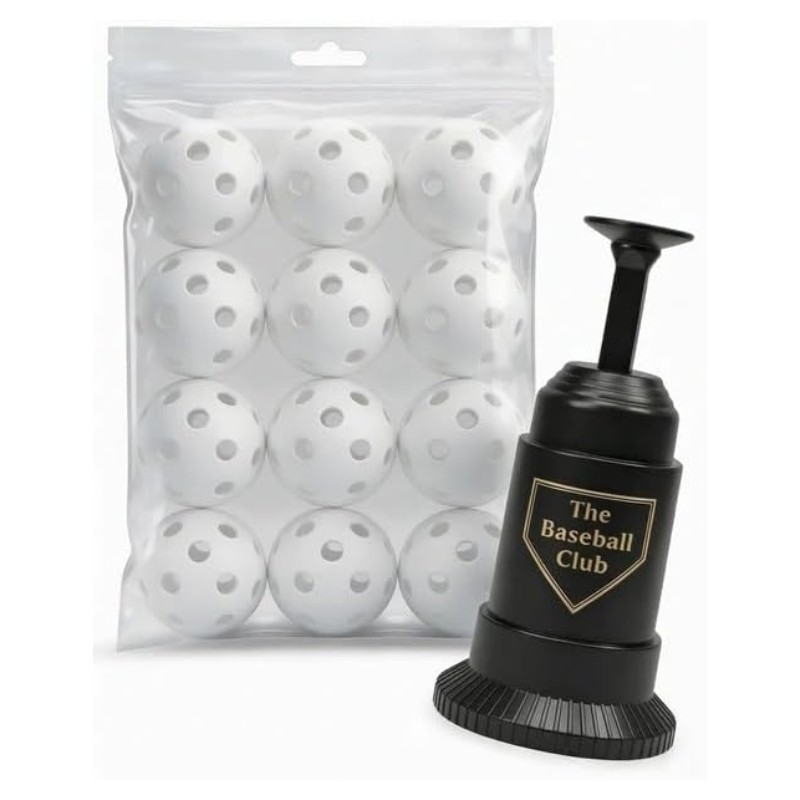 TBC Toss Popper baseball popper with a pack of wiffle balls