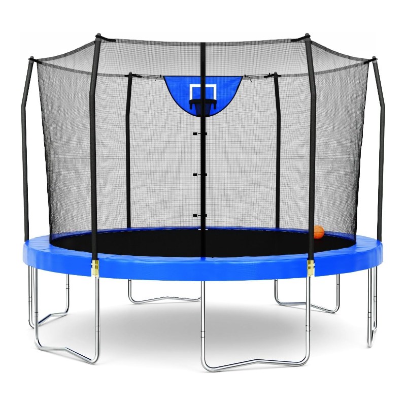 Skywalker Jump N Dunk trampoline with enclosure and basketball hoop